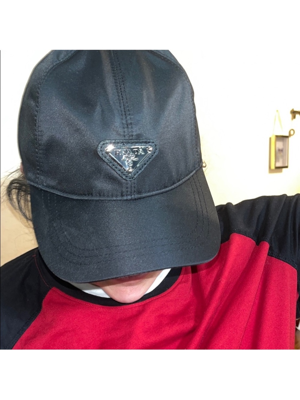Cute fashion Black Nylon Cap with Light Blue Logo Tag